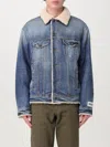 Dolce & Gabbana Buttoned Denim Jacket With Faux Shearling Finish In Blau