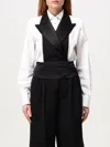 Dolce & Gabbana Black Double-breasted Vest With Rear Cut-out In Silk And Wool Woman In Schwarz
