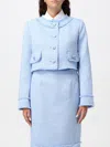 Dolce & Gabbana Collarless Tweed Cropped Jacket In Blau