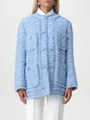 Dolce & Gabbana Light Blue Single-breasted Jacket With Logo Detail On Buttons In Cotton Blend Woman In Hellblau