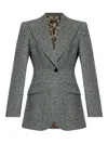 Dolce & Gabbana Tweed Jacket With Flap Pockets And Peak Lapels In Gray
