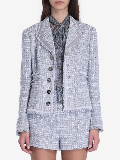 Dolce & Gabbana Jacket In Grey Lam Boucl