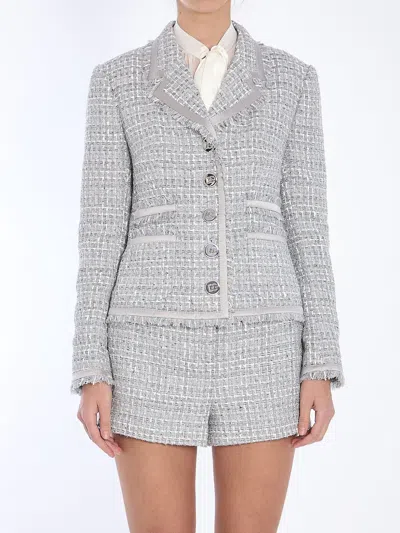 DOLCE & GABBANA DOLCE & GABBANA JACKET IN GREY LAMÉ BOUCLÉ