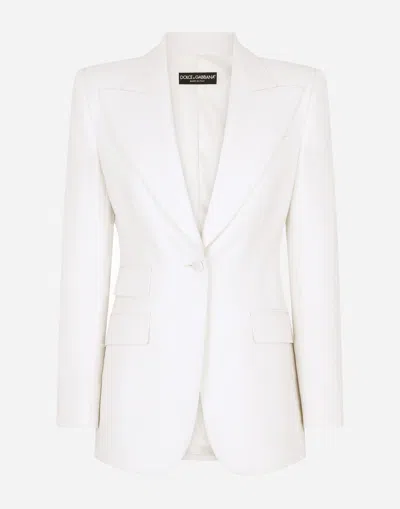 Dolce & Gabbana Jacket In Natté Fabric In White