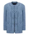 Dolce & Gabbana Light Blue Single-breasted Jacket With Logo Detail On Buttons In Cotton Blend Woman In Lightblue