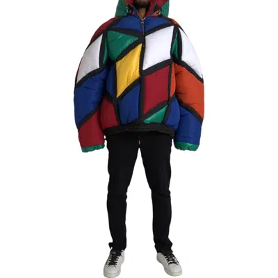 Pre-owned Dolce & Gabbana Jacket Multicolor Quilted Hooded Puffer It52/us42/xl Rrp 3750usd