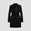 Dolce & Gabbana Double-breasted Wool Blend Blazer With Satin Detailing In Nero