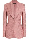 Dolce & Gabbana Quilted Jacquard Turlington Jacket With Floral Pattern In Pink