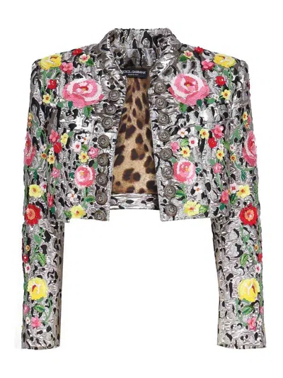 DOLCE & GABBANA JACKET WITH ANIMAL PRINT AND FLOWERS