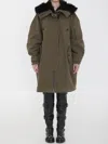 Dolce & Gabbana Padded Coat With Faux Fur Trim In Green