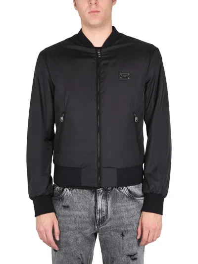 Dolce & Gabbana Black Nylon Outerwear Jacket