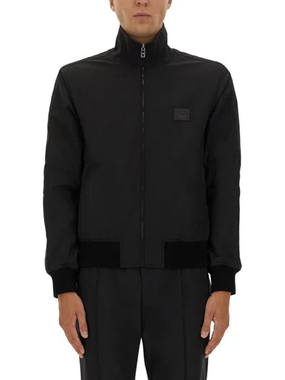 DOLCE & GABBANA DOLCE & GABBANA JACKET WITH LOGO PLAQUE