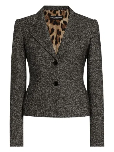 Dolce & Gabbana Jacket With Melange Effect In Gray