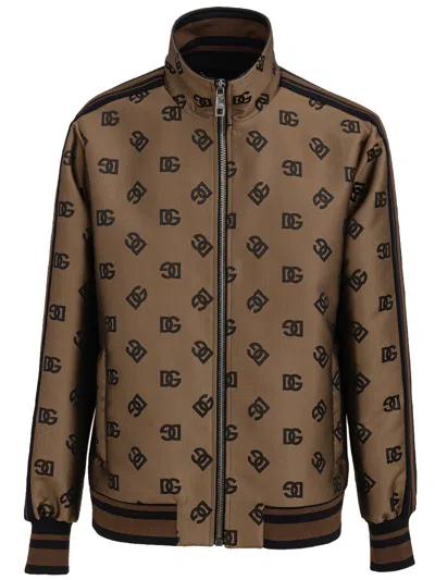Dolce & Gabbana Jacket With Zip All Over Logo