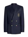 Dolce & Gabbana Men Double-breasted Wool Jacket With Patch