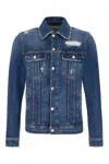 Dolce & Gabbana Blue Jacket With Classic Collar And Rips In Denim Stretch Man In Blue