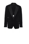 Dolce & Gabbana Black Velvet Single Breasted One Button Blazer In Black