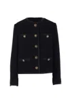 Dolce & Gabbana Jeweled Button Boucle Jacket In Black