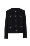 Dolce & Gabbana Jeweled Button Boucle Jacket In Black