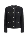 Dolce & Gabbana Jeweled Button Boucle Jacket In Blue