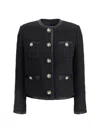 Dolce & Gabbana Jeweled Button Boucle Jacket In Black