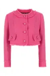 Dolce & Gabbana Fuchsia Short Raschel Tweed Jacket In Pink