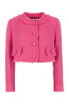 Dolce & Gabbana Fuchsia Short Raschel Tweed Jacket In Pink
