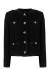 Dolce & Gabbana Jeweled Button Boucle Jacket In Black