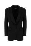 Dolce & Gabbana Black Stretch Wool Blend Blazer In Black
