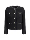 Dolce & Gabbana Jeweled Button Boucle Jacket In Black
