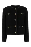 Dolce & Gabbana Jeweled Button Boucle Jacket In Black
