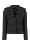 Dolce & Gabbana Embroidered Stretch Wool Blend Blazer In Black