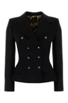 Dolce & Gabbana Tailored Double-breasted Wool Blazer With Button Detailing In Black