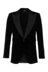 Dolce & Gabbana Peak Lapel Tuxedo Velvet Jacket With Padded Shoulders In Black