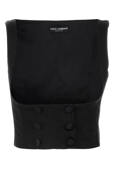 Dolce & Gabbana Double-breasted Scoop Neck Waistcoat In Black