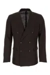 Dolce & Gabbana Double-breasted Linen Blazer In Brown