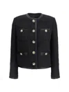 Dolce & Gabbana Black Crop Jacket With Front Pockets In Virgin Wool Blend Woman In Black