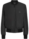 Dolce & Gabbana Black Lightweight Bomber Jacket With Ribbed Cuffs In Black