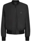 Dolce & Gabbana Black Lightweight Bomber Jacket With Ribbed Cuffs In Black