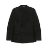 Dolce & Gabbana Double-breasted Linen Blazer In Black