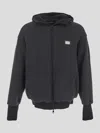Dolce & Gabbana Navy Leather Logo Bomber In Black