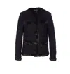 Dolce & Gabbana Textured Jacket With Faux Fur Trim In Black