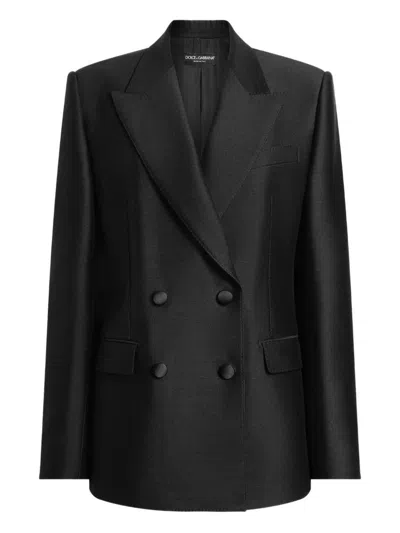 Dolce & Gabbana Double-breasted Jacket In Faille In Black