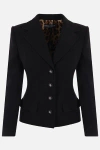 Dolce & Gabbana Structured Wool Blazer With Buttoned Cuffs In Black