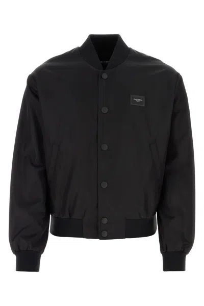 Dolce & Gabbana Nylon Bomber Jacket In Black