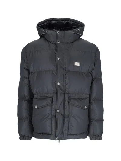 Dolce & Gabbana Logo Down Jacket In Black  