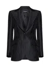 Dolce & Gabbana Single-breasted Jacquard Blazer In Black