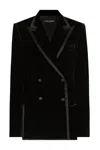 Dolce & Gabbana Double Breasted Velvet Blazer In Black