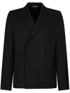Dolce & Gabbana Double-breasted Melange Coat In Black