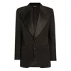 Dolce & Gabbana Satin Lapel Blazer Structured Shoulders Straight Hem In Brown